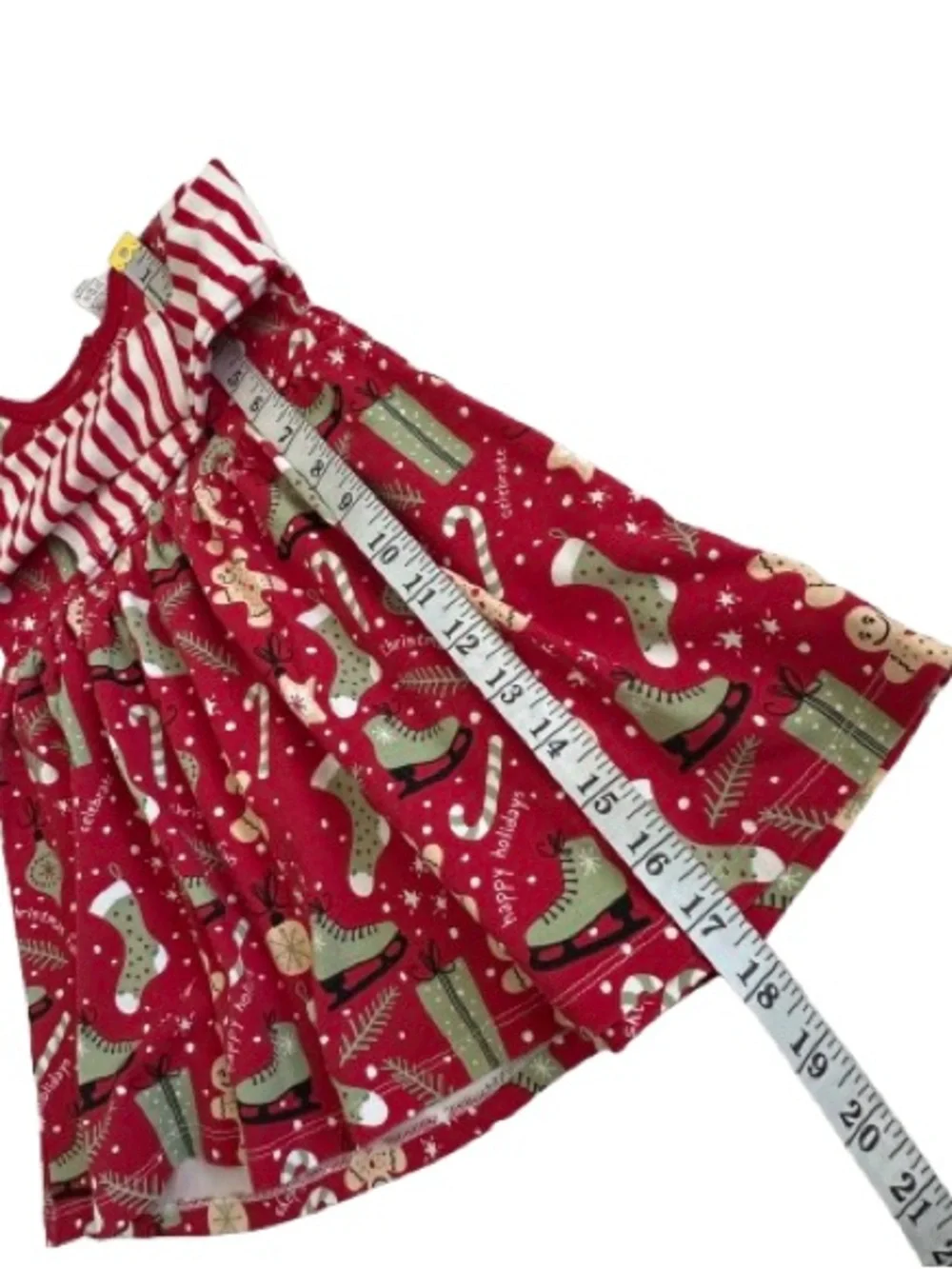 Tesa Babe Girl 18-24M Red & Striped Sleeves Jersey Cotton Blend Holiday Dress